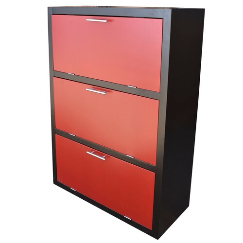 Mueble Zapatero De Madera Para 36 O 24 Pares Moderno Chocolate Rojo