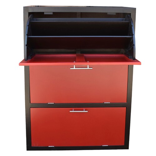 Mueble Zapatero De Madera Para 36 O 24 Pares Moderno Chocolate Rojo