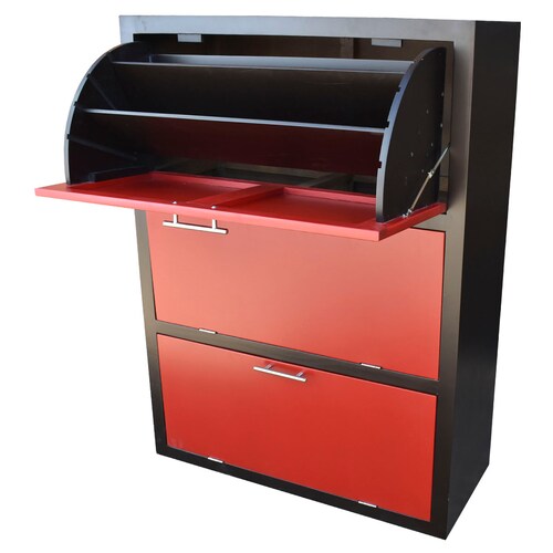 Mueble Zapatero De Madera Para 36 O 24 Pares Moderno Chocolate Rojo