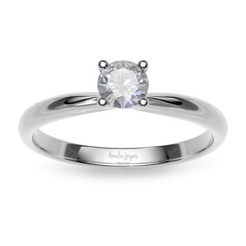 Anillo de Compromiso con 20 puntos Diamante Natural Certificado Oro 14K Amelie Joyas 