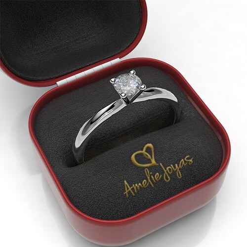 Anillo de Compromiso con 20 puntos Diamante Natural Certificado Oro 14K Amelie Joyas 