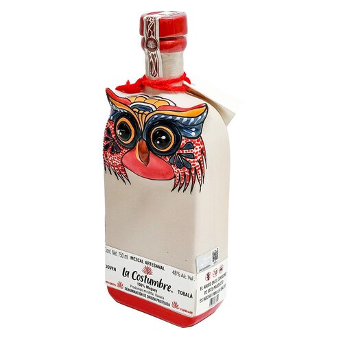 Mezcal Artesanal Búho La Costumbre Tobalá Cerámica 750ml