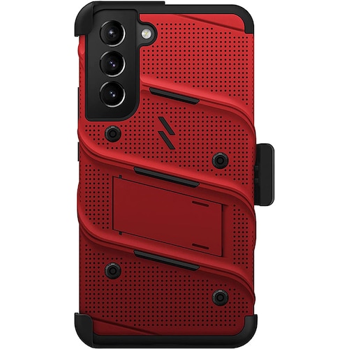Funda para Galaxy S22 Plus Zizo Bolt + Mica Uso Rudo Rojo.