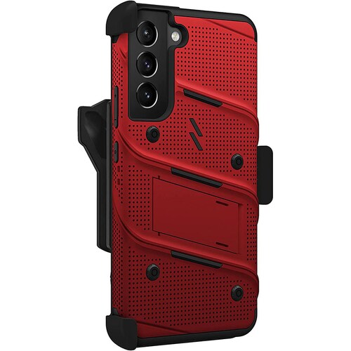 Funda para Galaxy S22 Plus Zizo Bolt + Mica Uso Rudo Rojo.