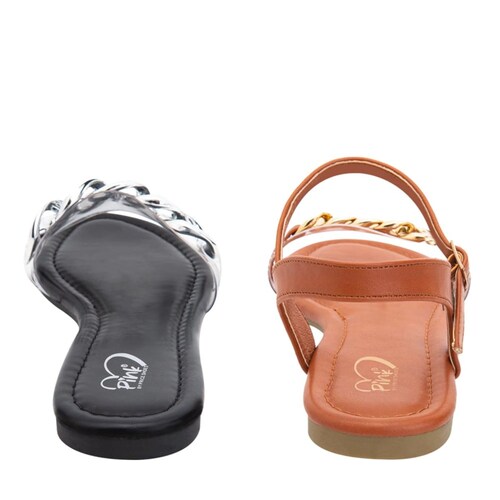 Kit de 2 pares de sandalias casuales marca PBPS, negras y cafés, mod. 1028377