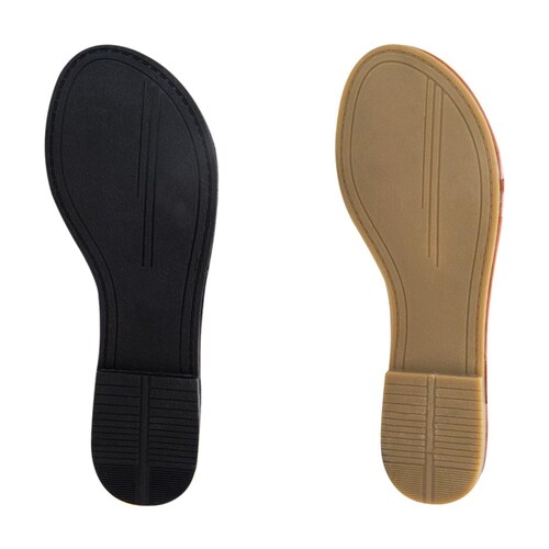 Kit de 2 pares de sandalias casuales marca PBPS, negras y cafés, mod. 1028377