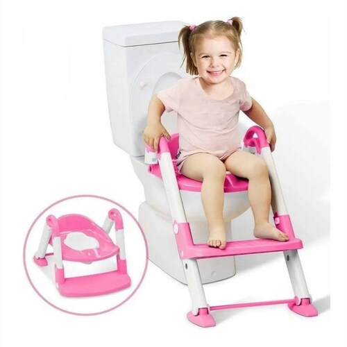 Baño Entrenador con Escalera AEIOU 3 en 1 Rosa