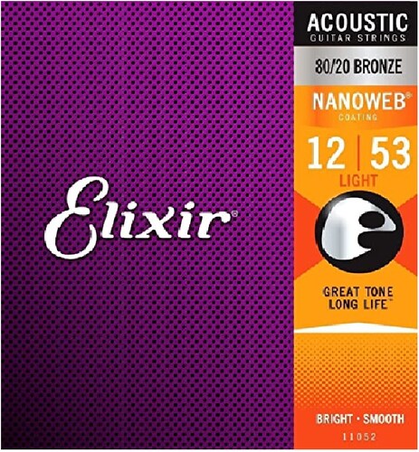 Cuerdas de Bronce Para Guitarra Acústica/Electroacústica Elixir 12-53 Mod. 11052