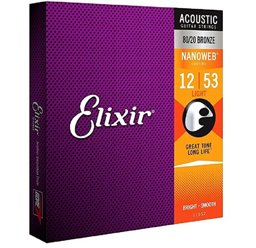 Cuerdas de Bronce Para Guitarra Acústica/Electroacústica Elixir 12-53 Mod. 11052