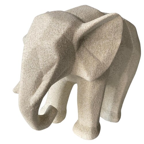 Elefante Decorativo Figura Geometrica Yeso Hogar Decoracion Beige