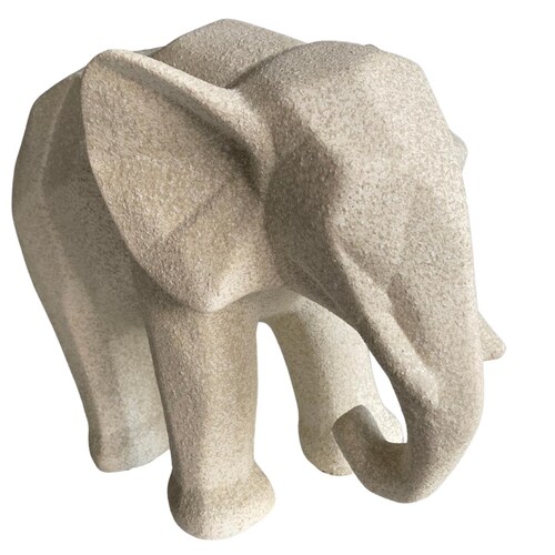 Elefante Decorativo Figura Geometrica Yeso Hogar Decoracion Beige