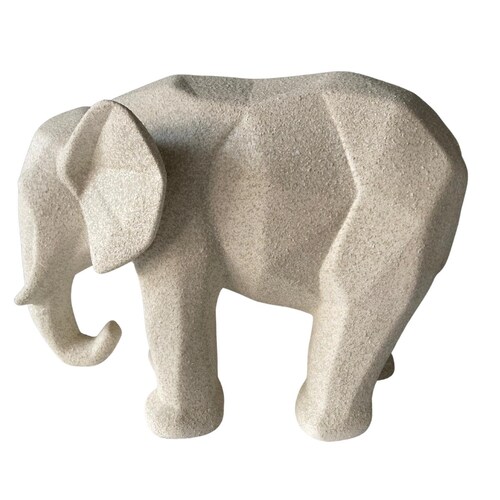 Elefante Decorativo Figura Geometrica Yeso Hogar Decoracion Beige