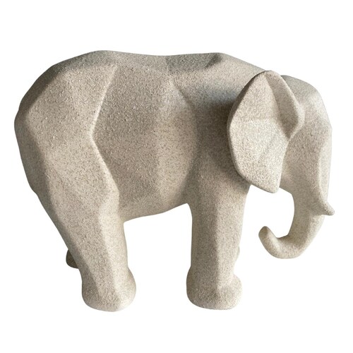 Elefante Decorativo Figura Geometrica Yeso Hogar Decoracion Beige