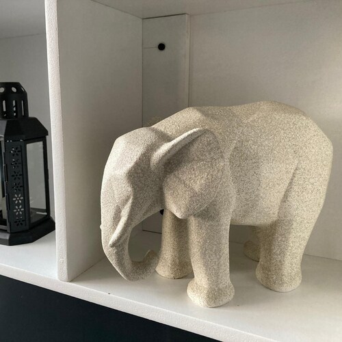 Elefante Decorativo Figura Geometrica Yeso Hogar Decoracion Beige