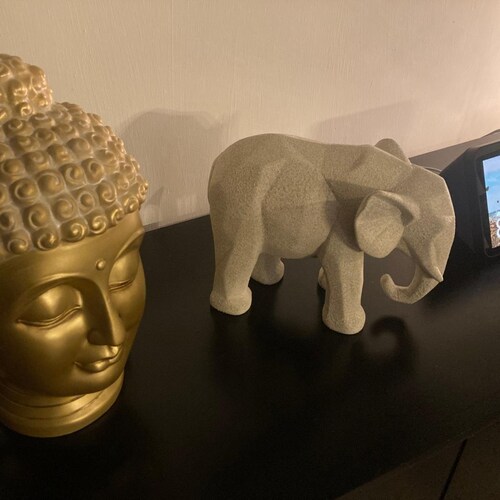 Elefante Decorativo Figura Geometrica Yeso Hogar Decoracion Beige