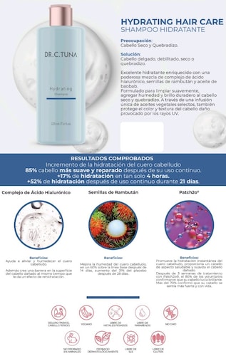 Shampoo Hidratante by Farmasi Cabello Seco Ácido Hialurónico .
