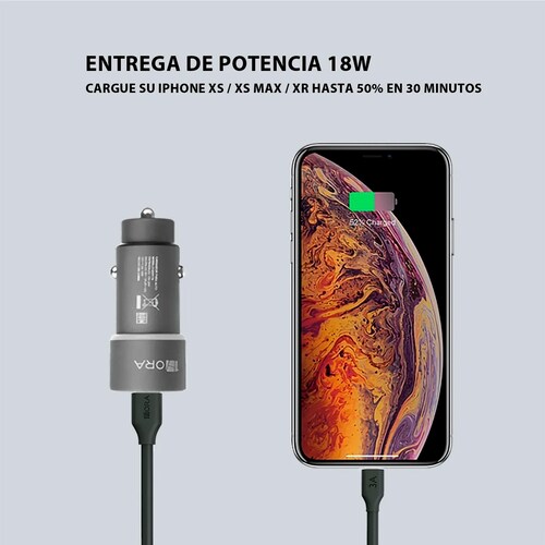 Turbo Cargador Para Auto Qc 3.0 Plug In 1hora Combo Cargador Para Automovil