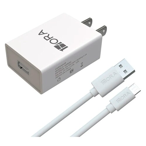 Cargador Carga Rapido Cable V8 1 Hora Maxima Eficiencia Color Blanco