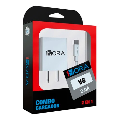 Cargador Carga Rapido Cable V8 1 Hora Maxima Eficiencia Color Blanco