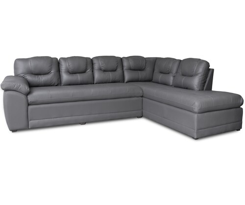 Sala de Piel Genuina Esquinera Derecha Sofa y Cheise Verona Color Gris Oxford - ConfortoPiel