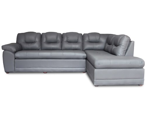 Sala de Piel Genuina Esquinera Derecha Sofa y Cheise Verona Color Gris Oxford - ConfortoPiel