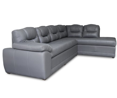 Sala de Piel Genuina Esquinera Derecha Sofa y Cheise Verona Color Gris Oxford - ConfortoPiel