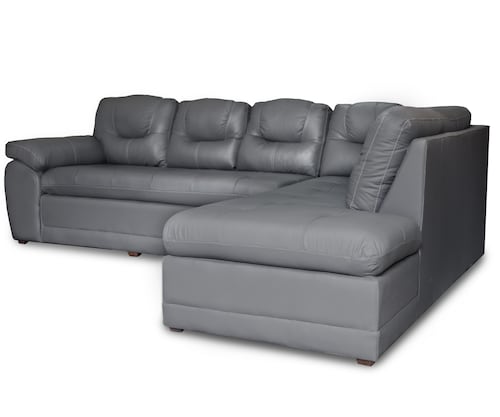 Sala de Piel Genuina Esquinera Derecha Sofa y Cheise Verona Color Gris Oxford - ConfortoPiel