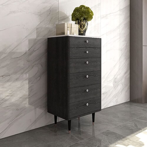 Comoda Cajonera Mueble 6 Cajones Metal Organizador Madera Cafe Oscuro