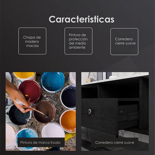 Comoda cajonera praga de 5 gavetas, MDP y cubierta efecto mármol 