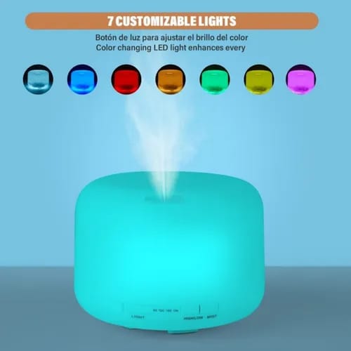 Difusor De Aceites Esenciales De 500ml, 7 Colores De Luces