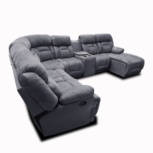 Sala Modular c/ Reclinable Marduk Gris Oxford  chaise der. MADERIAN // ENTREGA EN CDMX Y ZONA METROPOLITANA