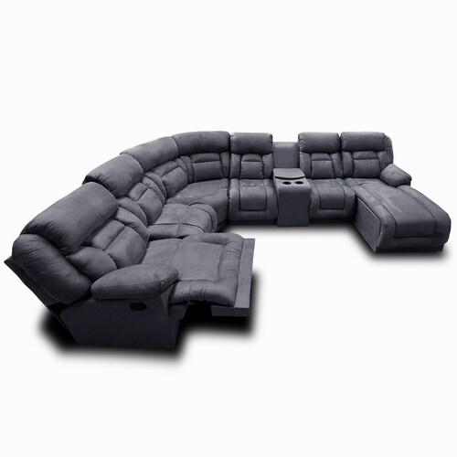 Sala Modular c/ Reclinable Marduk Gris Oxford  chaise der. MADERIAN // ENTREGA EN CDMX Y ZONA METROPOLITANA