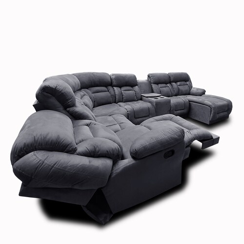 Sala Modular c/ Reclinable Marduk Gris Oxford  chaise der. MADERIAN // ENTREGA EN CDMX Y ZONA METROPOLITANA