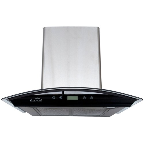 Campana de Cocina 60cm para Pared, BOTONES TOUCH Acero Inoxidable y Vidrio Templado, Extractora y Purificadora, 3 Velocidades, con Iluminación, Filtro Metálico Lavable.