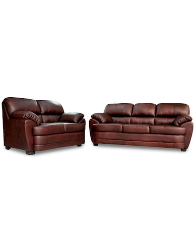 Sala de Piel Genuina Sofa Y Love Seat Florencia Color Tabaco - ConfortoPiel