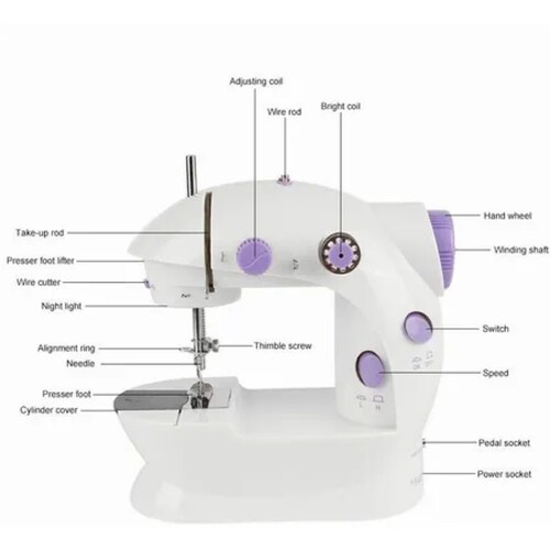 Maquina de Coser Portatil Para Casa Ajustable con 2 Velocidades y Pie Pedal  Nuev