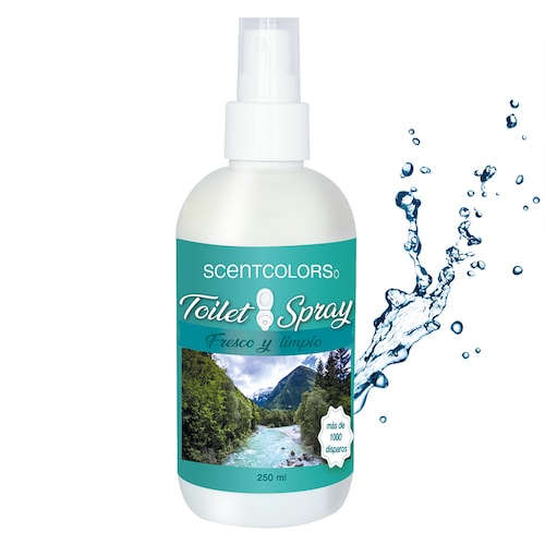 SCENT COLORS - Toilet Spray para antes de ir al baño - 250ml Aromatizante para WC - Bloquea malos olores en el baño no los disimula - Ideal para baños de casa y oficina (250 ml, Fresco y limpio)
