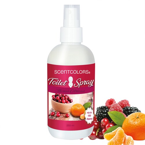 SCENT COLORS - Toilet Spray para antes de ir al baño - 250 ml Aromatizante para WC - Bloquea malos olores en el baño no los disimula - Ideal para baños de casa y oficina (250 ml, Moras Citricas)