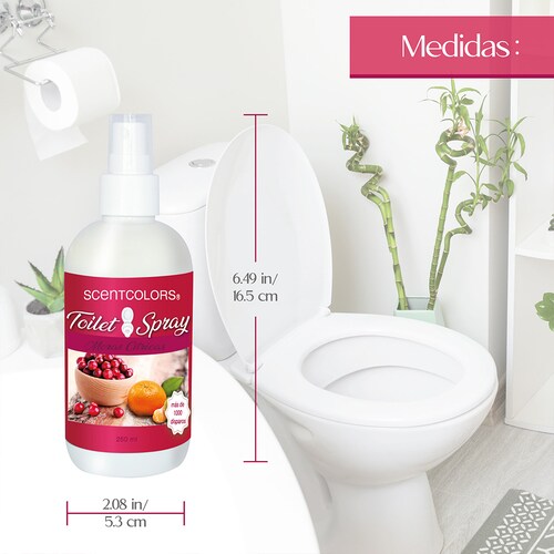 SCENT COLORS - Toilet Spray para antes de ir al baño - 250 ml Aromatizante para WC - Bloquea malos olores en el baño no los disimula - Ideal para baños de casa y oficina (250 ml, Moras Citricas)