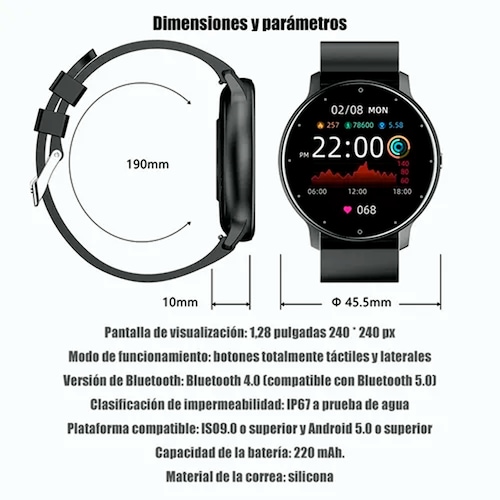 ZL02-reloj inteligente para hombre y mujer, pulsera resistente al