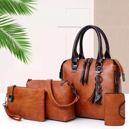 Set 4 Bolsas Moda Mujer Dama Colgante Gato Borla Versatil