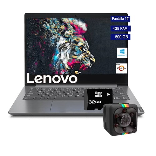 Laptop Lenovo V14-ADA  14 Pulgadas AMD 3020e Ram 4GB Disco Duro 500GB + Memoria 32GB + Mini camara 