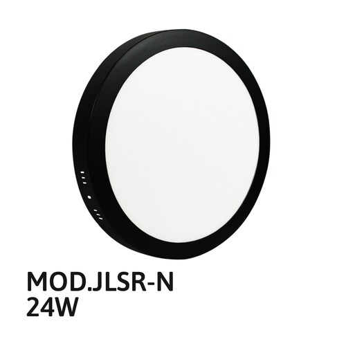 Lampara led de sobreponer redonda con marco negro y luz blanca 24w marca jwj