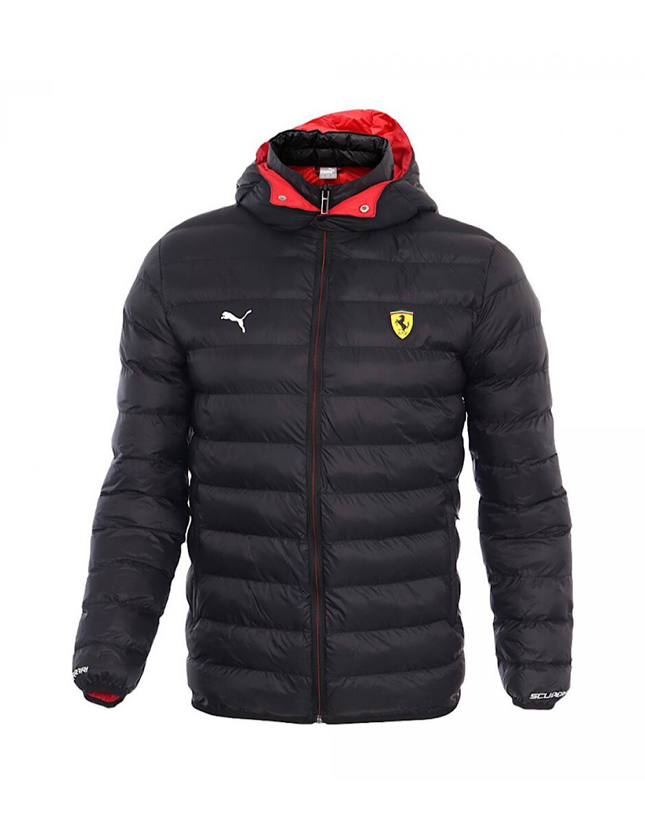 CHAMARRA PUMA FERRARI ECO PACKLITE NEGRA CON ROJO 595424 02