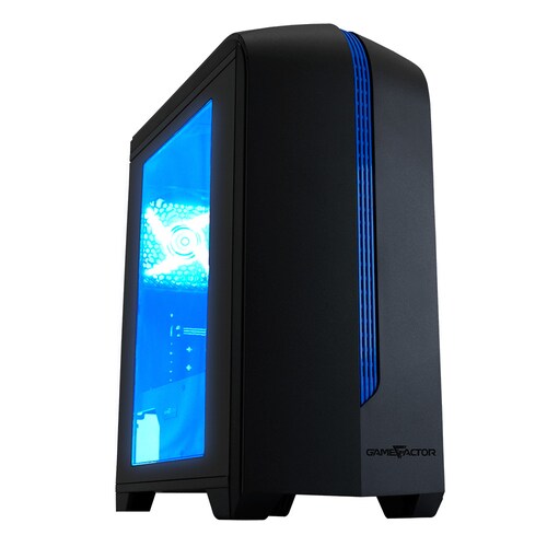 Gabinete Gamer, Micro-ATX, sin Fuente, con Panel de Acrílico Lateral, Game Factor CSG500, Azul