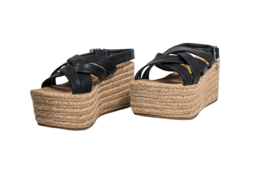 ALPARGATA ARIZONA PLATAFORMA ALTURA 8 CM YUTE NATURAL FORRO NEGRO