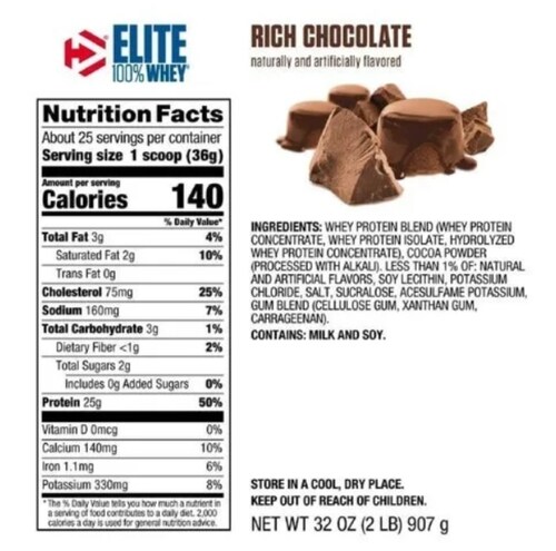 Proteina Elite Dymatize 100% Whey 2 Lbs Rich Chocolate