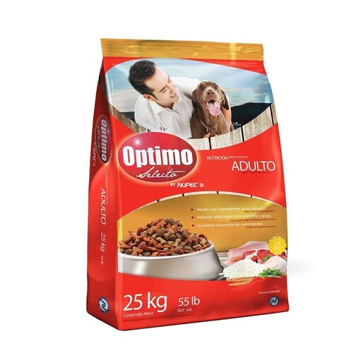 Alimento optimo selecto para perro adulto, 25 kg.