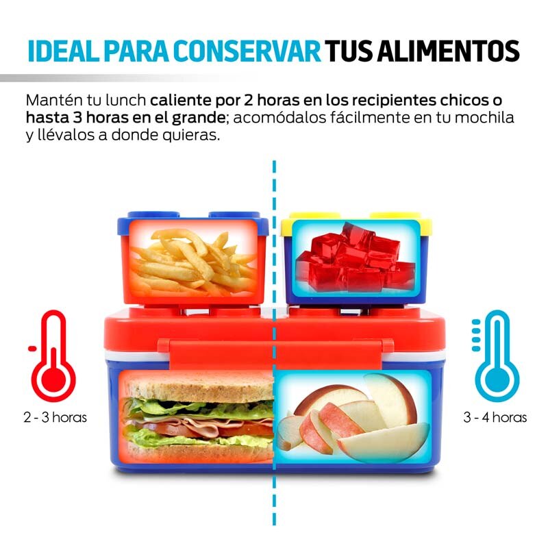 Lonchera para Niños Contenedores Apilables Termicos Redlemon