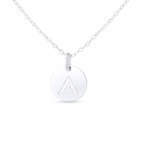 Collar de Inicial Authshine de Plata Ley 925 con Dije Redondo Letra A para Mujer